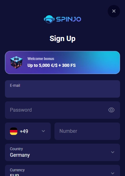 SpinJo Casino Mobile screenshot